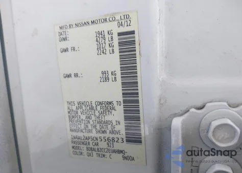 2012 Nissan Altima 2.5 S из США, поврежденный, VIN 1N4AL2AP5CN556823